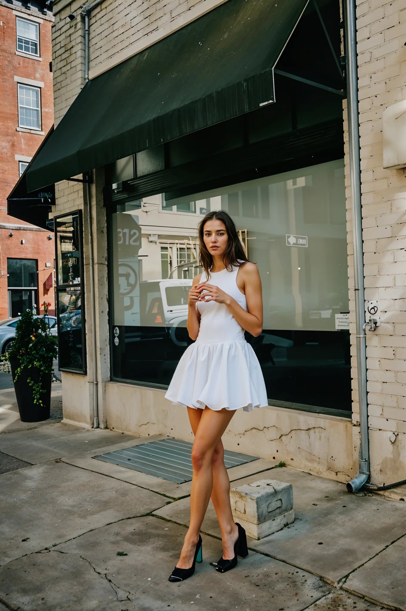 Noelle Bubble Mini dress in White