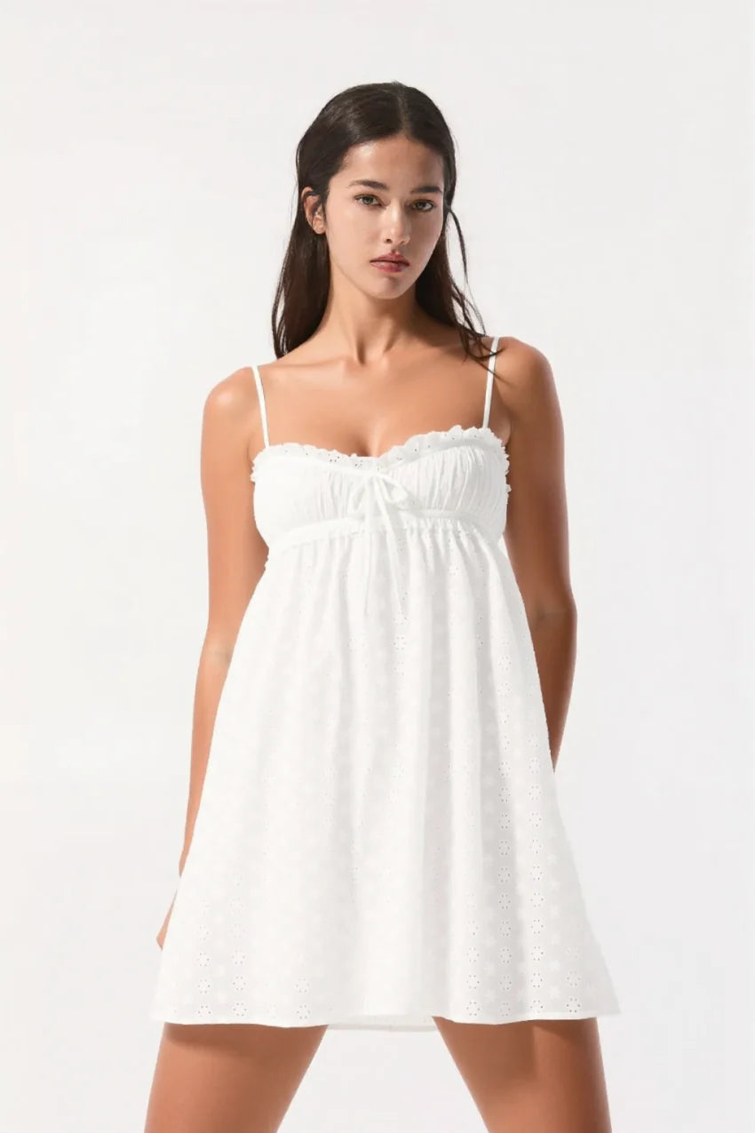 Reba broderie mini Dress in white