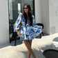 Blue Floral Short Dress