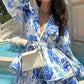 Blue Floral Short Dress