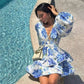 Blue Floral Short Dress
