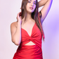 Hot Red Cut Bodycon Short Dress