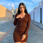 Ribbed Full Sleeves Dress