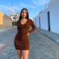 Ribbed Full Sleeves Dress