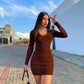 Ribbed Full Sleeves Dress