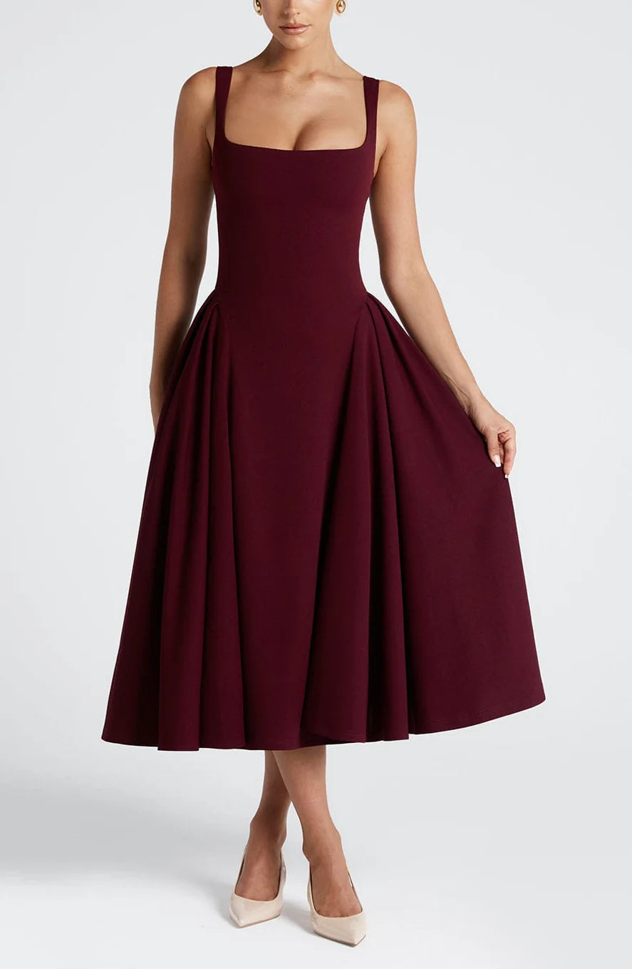 Pavlina Midi Dress in Maroon