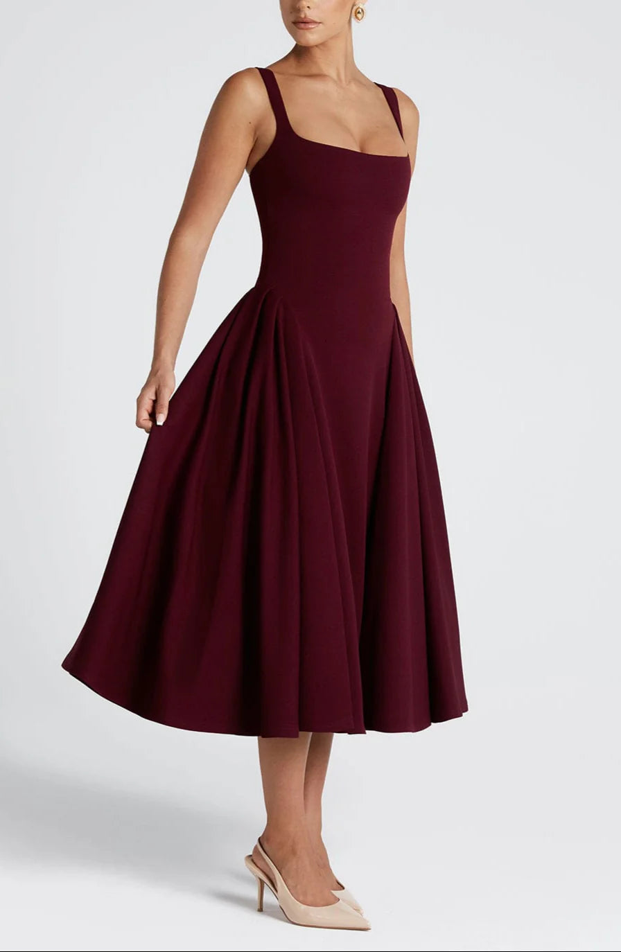 Pavlina Midi Dress in Maroon