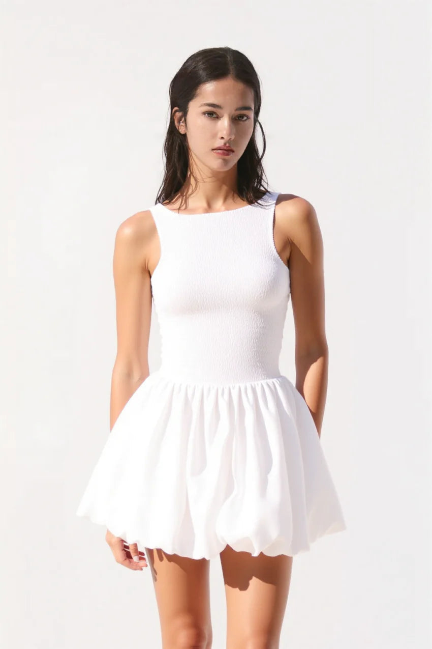 Noelle Bubble Mini dress in White